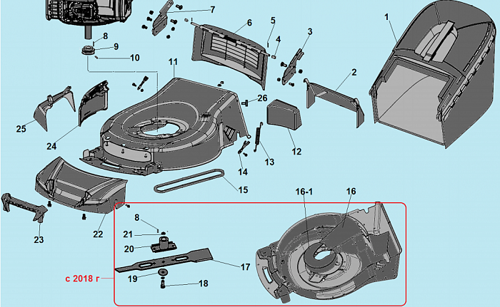 2 НОЖ - АДАПТЕР - РЕМЕНЬ - КОРПУС Газонокосилка CHAMPION LM5347BS