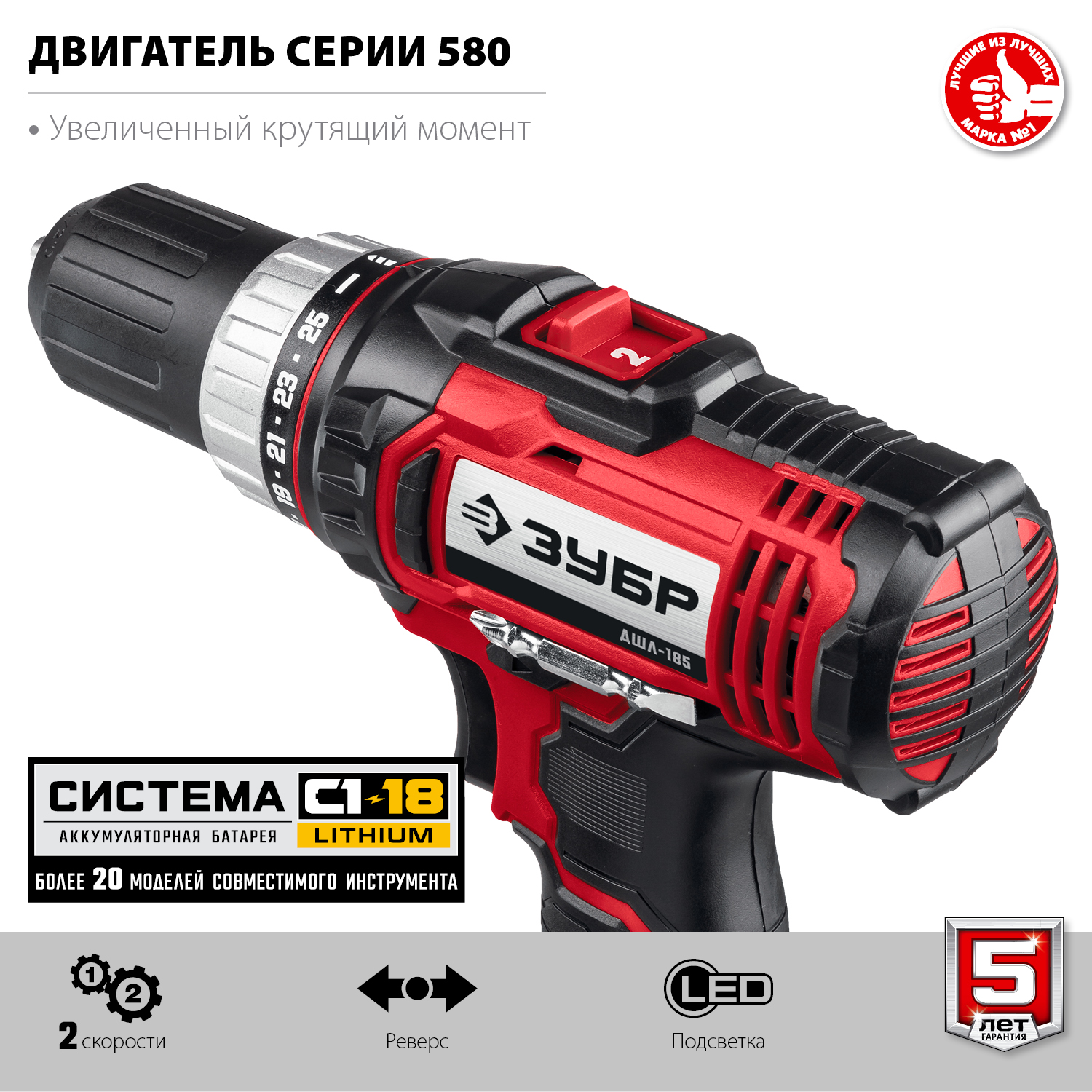 Дрель-шуруповерт, без АКБ, в коробке ДШЛ-185